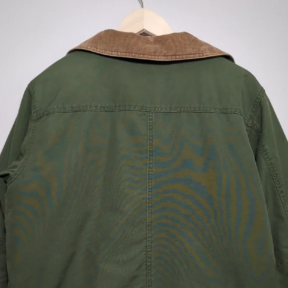 Vtg L.L. Bean Women's Adirondack Chore Barn Coat Corduroy Collar Forest Green Lg - Picture 14 of 15